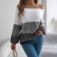 thumbnail image 5 of SHTXOZHI Womens Fall Off The Shoulder Sweaters Long Sleeve Color Block Knit Winter Pullover Tops, 5 of 7