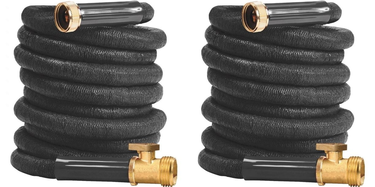 2 Expandable Garden Hose, Lightweight 25ft FlexAble Bungee Water Hose Flexible- Combines Easily to 50Ft Hose - Brass Connector