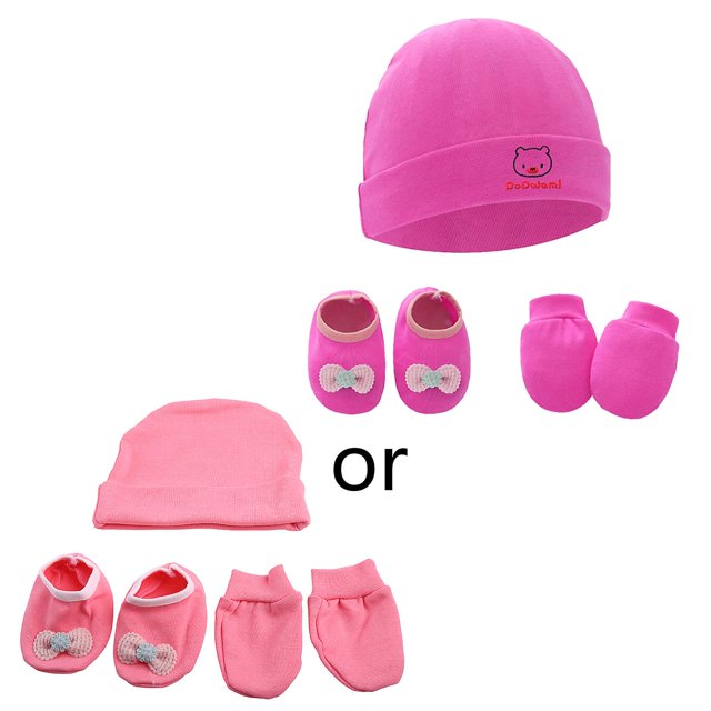 1 Juego de guantes antiarañazos para bebé, conjunto de cubierta para pies, algodón suave, manoplas sin rasguños para recién nacidos, calcetines, gorros, gorro de noche