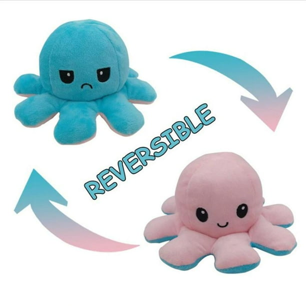 reversible octopus plush pink and grey