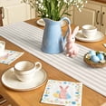 thumbnail image 5 of Happy Easter Bunny Table Runner 108 Inches Long for Kitchen Dining, Striped Polka Dot Rabbits Farmhouse Dresser Scarf Farmhouse, Dining Table Decorations for Wedding/Parties, 13 x 108 In, 5 of 8