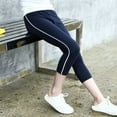 thumbnail image 2 of Ugoldhm Girls Striped Capris Casual Cotton Slim Pant Summer Stretchable Cropped Leggings Size 3-14, 2 of 3