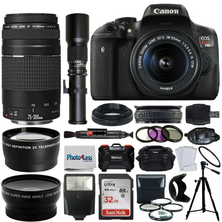 Canon T6i Digital Camera + 18-55mm IS + 75-300mm + 500mm + Top