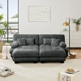 thumbnail image 4 of KYLE & KAY 94"Loveseat Sofa, Chenille 2 Seater Cloud Couch with 4 Soft Pillows, Upholstered Deep Seat Sleeper Sofa with 2 Ottomans for Living Room, Apartment, Office, Gray, 4 of 7