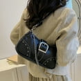 thumbnail image 4 of Bolso Axila para Mujer para Dama Cool Style Hobo Bag Con Adorno Cadena (negro), 4 of 9