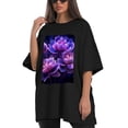 thumbnail image 4 of Plus Size Shirt for Women Black Tops for Women Oversized Short Sleeves Shirt for Women Peony Flower 3 T Shirt Crewneck Shirt for Women 3XL, 4 of 5