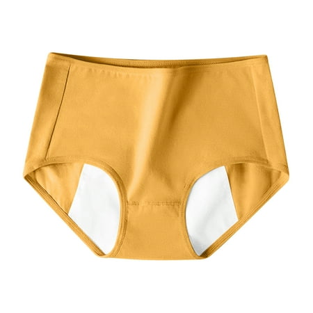 

YYDGH Mid Waist Leakproof Underwear for Women Cotton Leak Proof Panties for Teens Overnight Briefs Yellow M
