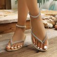 thumbnail image 2 of HEWUQI Womens Rhinestone Glitter Sandals Comfortable Slingback Dressy Flip Flops Adjustable Ankle Strap Flat Summer Shoes for Beach Walking Gold Size 8, 2 of 6