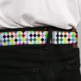 thumbnail image 4 of Buckle-Down Belt, Seatbelt Buckle Belt, Diamonds White Multi Color, 30 to 44 Inches, 4 of 9