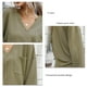 thumbnail image 1 of Blusa Manga Larga Cuello En V Bolsillo De Color Puro Cómodo Top De Moda Para Mujer OD Verde S, 1 of 8