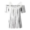 thumbnail image 5 of Babysbule Womens Tops Plant Print Women's Casual Off The Shoulder Lace Regular Fit Short Sleeve Tops V-Neck Shirt Tops Outfit, 5 of 5