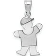 thumbnail image 1 of 14K White Gold Small Boy With Hat On Left Engravable Charm (25 X 15) Made In United States xk302, 1 of 6