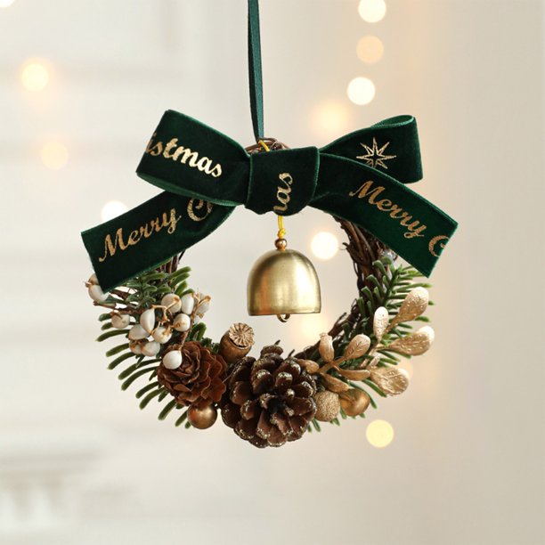 1Pcs Christmas Decoration Pendant - Bow Bells Flower Ring Door Hanging - Christmas Tree Pinecone Vines Ring Pendant - Wall Decoration