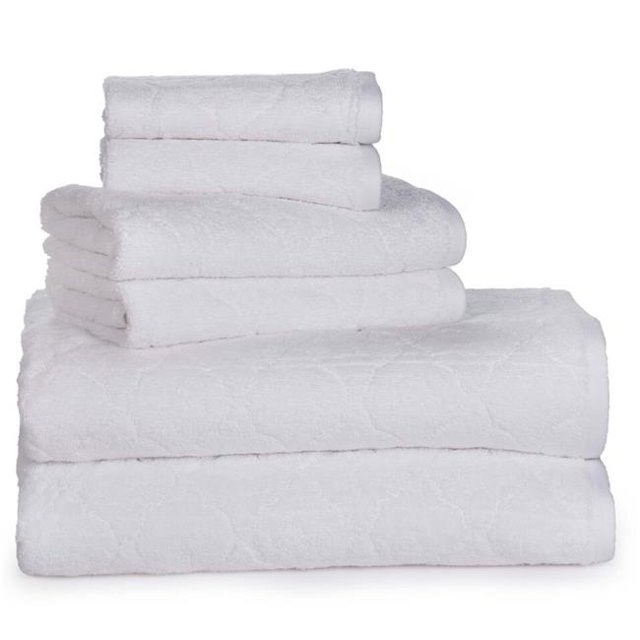 Affinity Linens ADC6PCT-WHT Luxueux Ensemble de Serviettes Solides en Jacquard de Coton Fin Blanc - Taille Unique