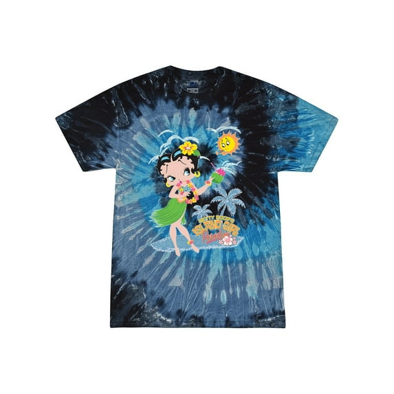 Wild Bobby Betty Boop Island Girl Paradise Betty Boop Tie-Dye T-Shirt, Evening Sky, Medium