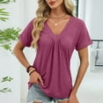 thumbnail image 6 of Trendy Summer Tops Womens Tops Short Sleeve Casual Plus Size Blouses For Women 3X Short Sleeve 100 Percent Cotton V Neck T Shirts Women Plus Size, 6 of 6