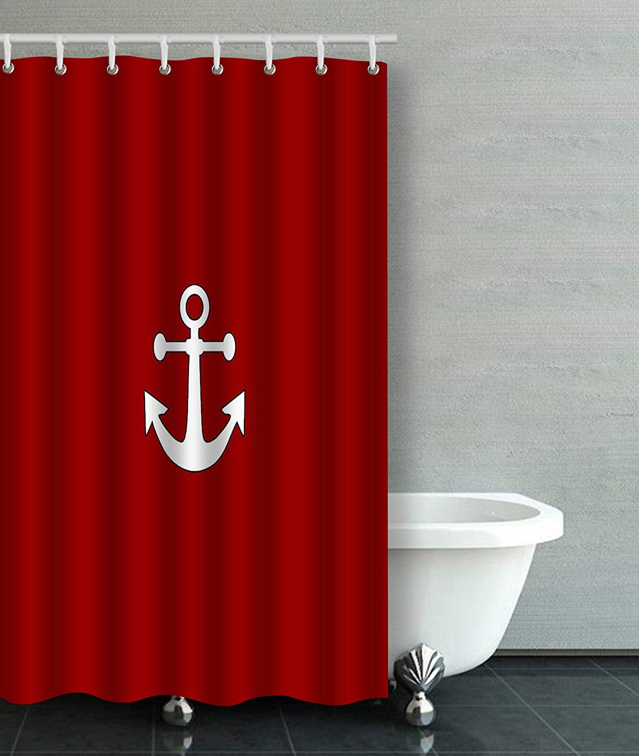 ARTJIA Red Navy Reversible Anchor Nautical Stylish Bathroom Shower