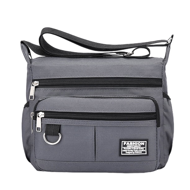 Bolso bandolera para hombre, ideal para negocios, ocio y viajes diarios. Impermeable, duradero, con múltiples compartimentos, estilo retro de piel sintética (gris).