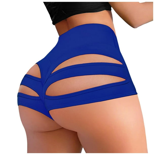 Pantalones cortos de yoga con aberturas para mujer: cintura alta, efecto realzador de glúteos, diseño fruncido. Pantalones cortos sexys para el gimnasio o la discoteca.