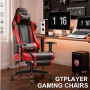 GTPLAYER Gaming Chair, Ergonomic Office Desk Chair with Lumbar Support, PU Leather, Footrest & Adjustable Headrest, Red