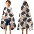 thumbnail image 3 of Black Cute Hedgehog Pattern Hooded Bath Towel，50"x30" for Ages 3 To 12 Kids, Quick Dry Lightweight Soft Microfiber Hood Beach Towel Cover Up for Kids, 3 of 7