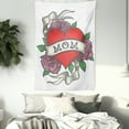 thumbnail image 3 of Old School Tapestry, Simple Classic Tattoo Design Heart with Roses and Mom Lettering on Ribbon, Wall Hanging for Bedroom Living Room Dorm Decor, 60W X 80L Inches, Multicolor, by Ambesonne, 3 of 5