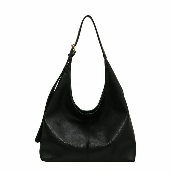 GASTROPOD Tote Bag for Women,Smooth Long Shoulder Strap Leather Tote Bag for Women,Luxurious Shiny Hardware Womens Work Bag,Black