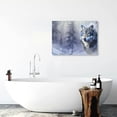thumbnail image 5 of Acheng Wolf Canvas Wall Art Animal Picture Black and White Wolf Blue Forest Landscape Painting Modern Prints Ready to Hang 16x12inch, 5 of 6