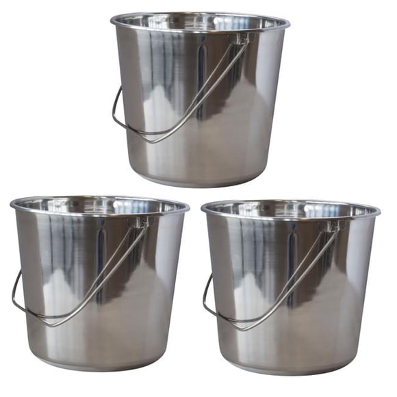 AmeriHome SSB422SET Large Stainless Steel Bucket Set 3 Piece
