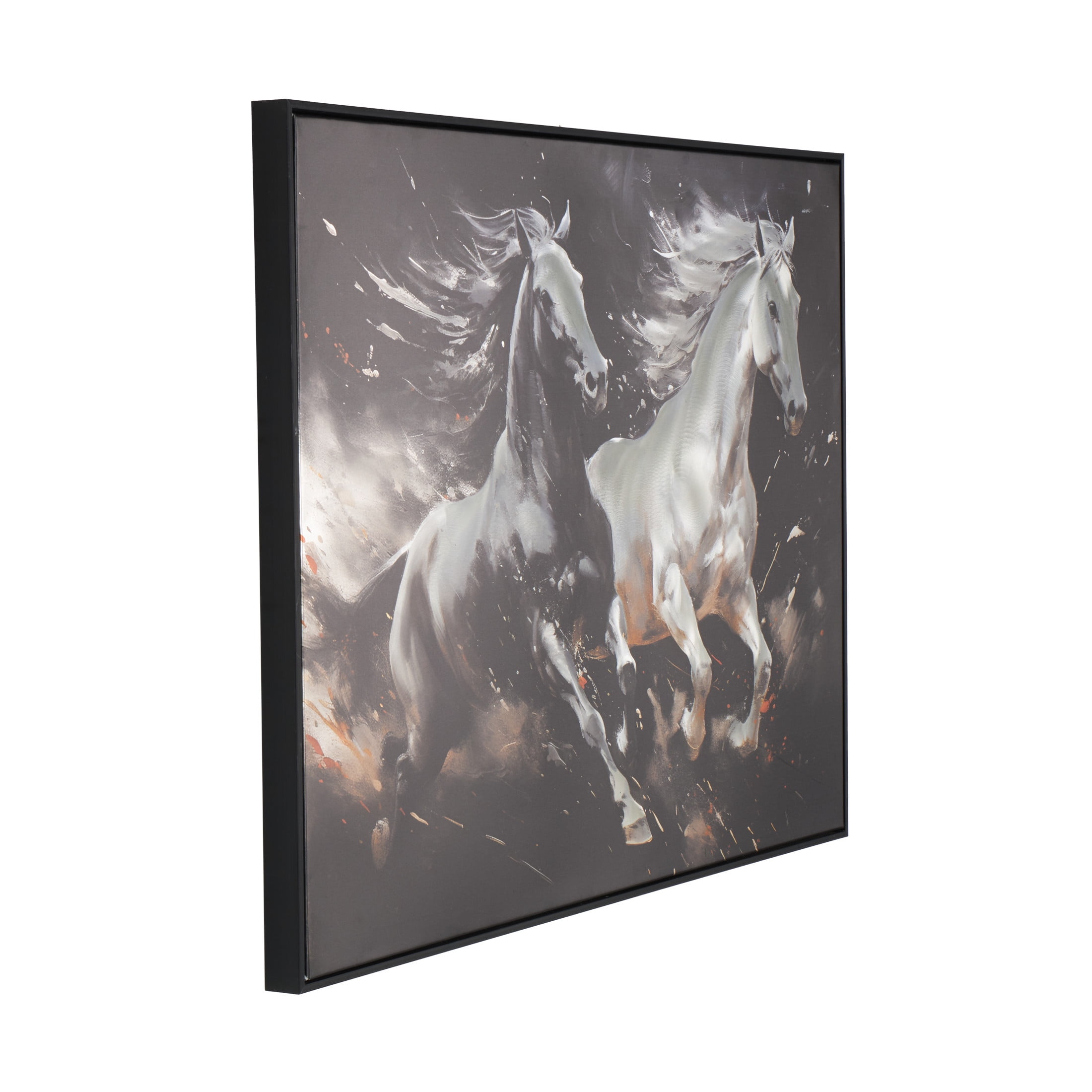 40" x 30" Running Horse Framed Wall Art with White and Orange Accents, by DecMode