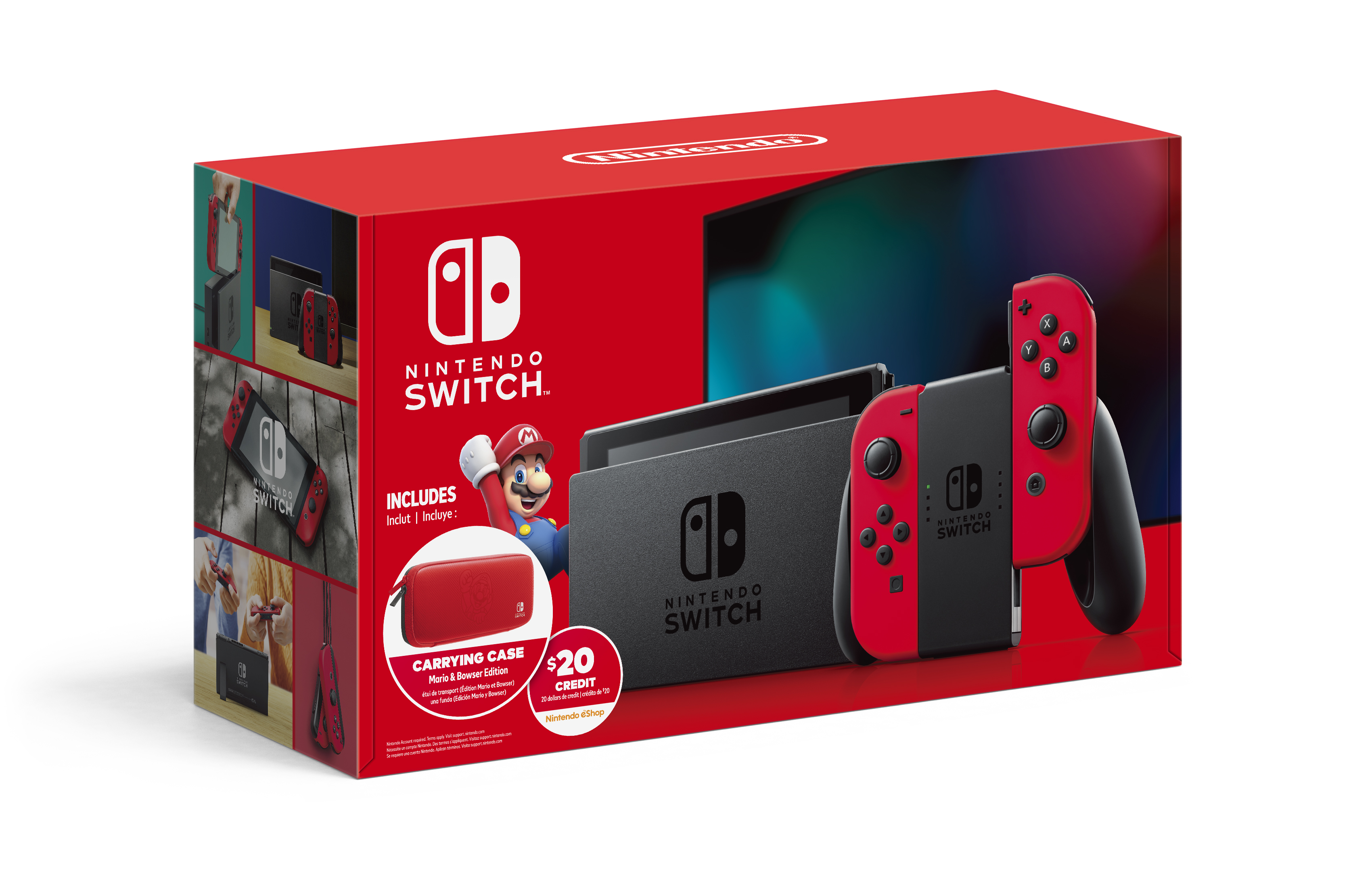 Nintendo Switch Bundle with Mario Red Joy-Con, $20 Nintendo eShop Credit, &  Carrying Case