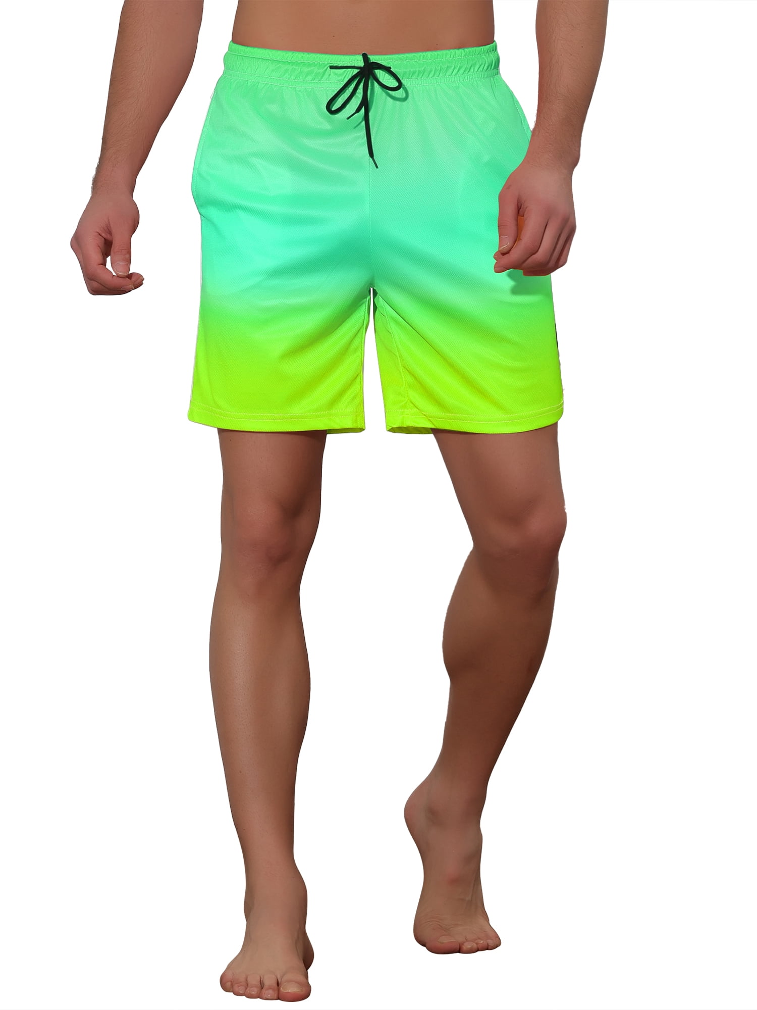 DARING DIVA Men's Drawstring Waist Beach Swimwear Shorts for Adventure 28 Green