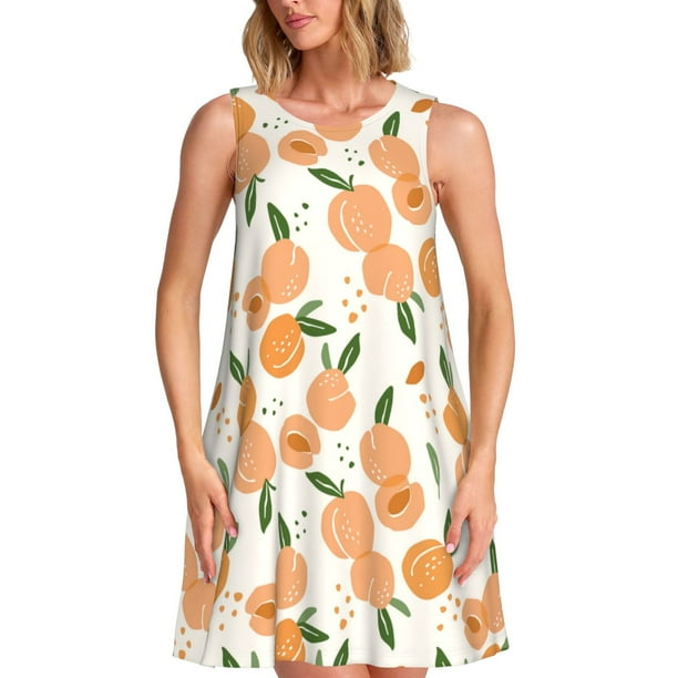 Balery Peaches Vestidos de verano para mujer con estampado: vestido holgado sin mangas, vestido playero informal y cómodo para días calurosos.