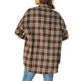 thumbnail image 7 of SAYOO Women Plaid Jacket, Long Sleeve Turn-down Collar Button Closure Casual Tops Outwear, 7 of 7
