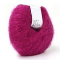thumbnail image 2 of Fyearfly Hilo de Lana Largo de Angora de Punto Mohair Suave Popular para Bufandas, chales, suéteres, Sombreros, Zapatos o cojín de Asiento(Rojo Rosa Intenso), 2 of 5
