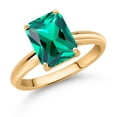 thumbnail image 3 of Gem Stone King 10K Yellow Gold Green Nano Emerald Solitaire Engagement Ring for Women (2.00 Cttw, Emerald Cut 9X7MM, Gemstone May Birthstone, Available in Size 5, 6, 7, 8, 9), 3 of 7