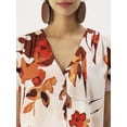 thumbnail image 6 of DressBerry Women’s Printed Poly Crepe Top Buttoned Front V Neck Short Sleeves Waist Length Regular Wear Light Weighted Casual Summer Shirt, 6 of 7