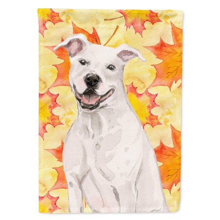 Carolines Treasures BB9501GF White Staffie Bull Terrier Fall Flag Garden Size   Small  multicolor