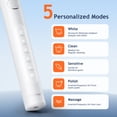 thumbnail image 3 of Fairywill Sonic Electric Toothbrush for Adults and Kids, Rechargeable Kit with 8 Dupont Brush Heads & Travel Case, 47000 VPM, 5 Modes, Fast Charge, 60-Day Battery, IPX7 Waterproof, White, 3 of 10
