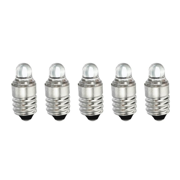 Uxcell 3V E10 White Light Mini LED Flashlight Bulbs with Box 1 Set/5 Count