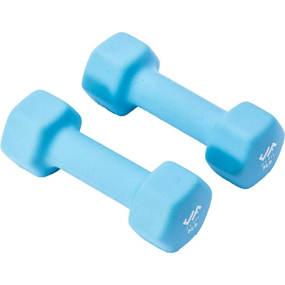 JFIT Dumbbell Pairs or Sets – Neoprene & Vinyl Coated Hand Weights for Home Gym, Strength Training, Aerobics, Cardio Exercise and Fitness