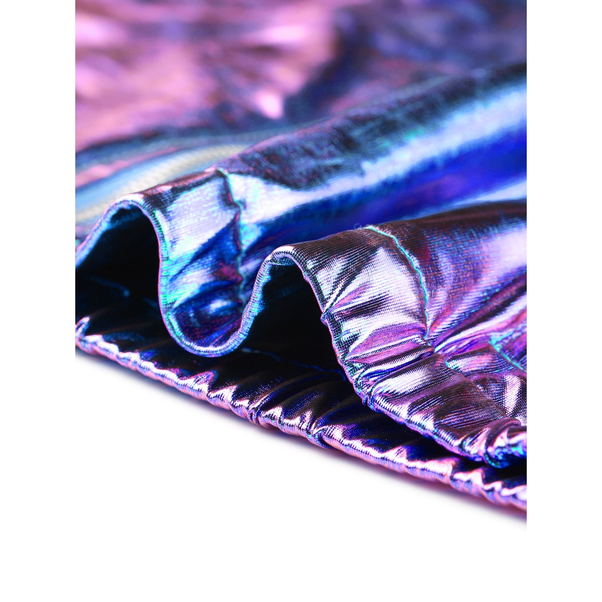 Unique Bargains Women s Holographic Hooded Shiny Casual Long Sleeve Zipper Metallic Jacket Blue Xl Blue