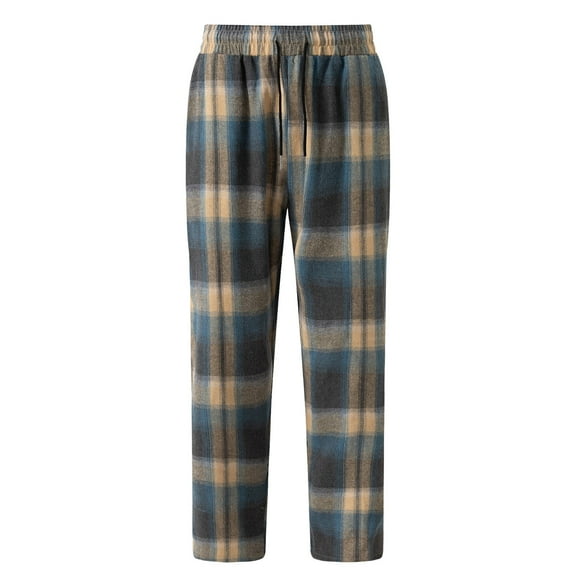 Yievot Mens Plaid Pajama Pants Elastic Waist Open Bottom Lounge Pants Drawstring Casual PJ Bottoms with Pockets