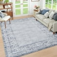 thumbnail image 2 of HOMERRY Area Rug 5' x 7' Rugs for Living Room Modern Washable Indoor Floral Border Print Carpet, Blue, 2 of 6