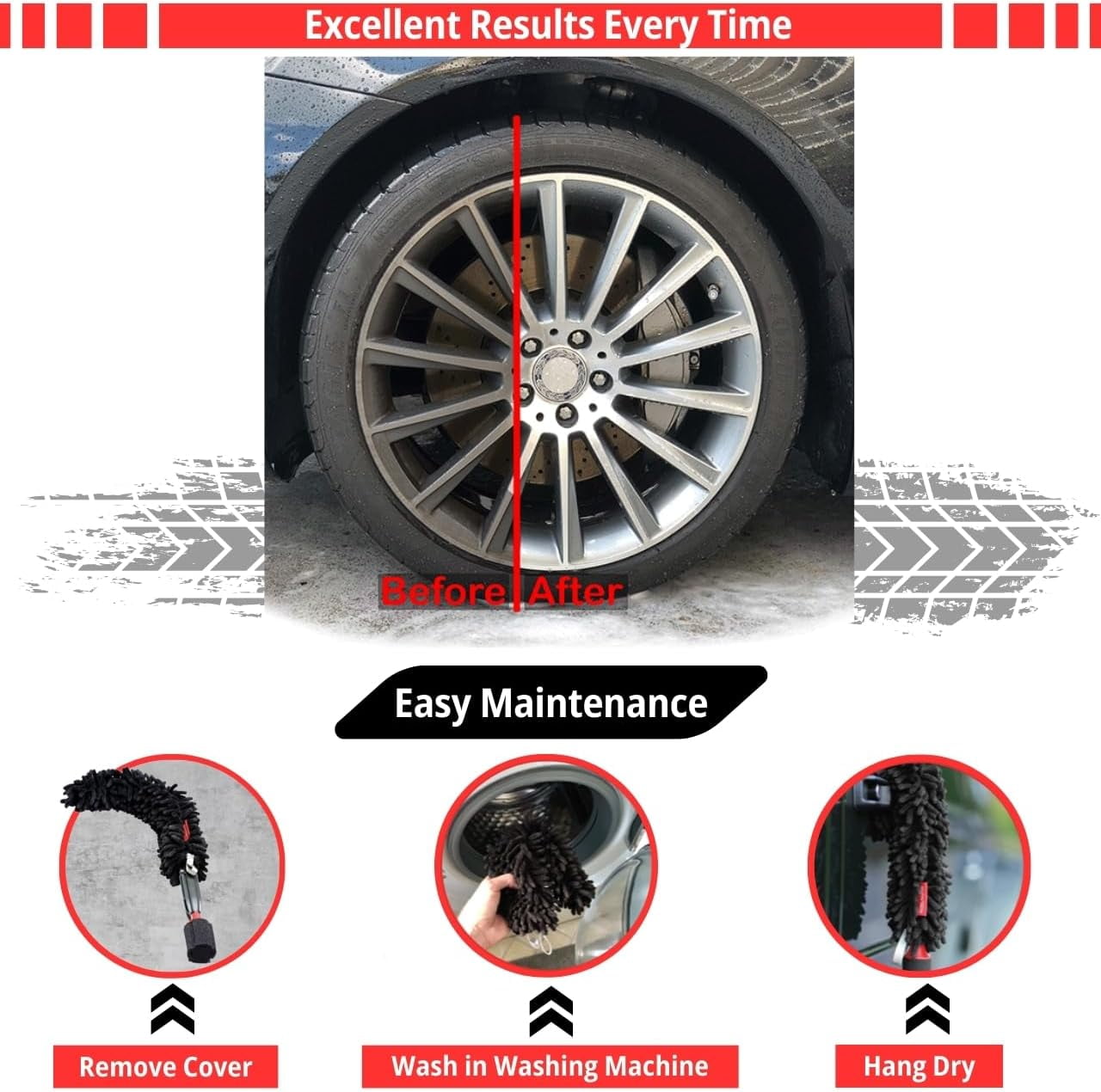 Woollywormit Wheel Cleaning Brush Kit - Rim, Brush, Lug Nut Cleaner