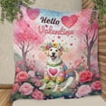 thumbnail image 3 of Hello Valentine’s Day Labrador Retriever Flower Crown Romantic Pink Floral Quilt Blanket Lab Dog Lover Gifts Cozy Comforter Throw Blanket - 00031, 3 of 5