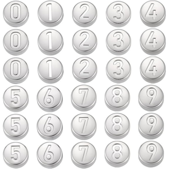 1 Box 40Pcs 304 Stainless Steel Flat Round Number Beads Silver 0-9 Number Bead Loose for DIY Jewelry Making Bracelets Necklaces Silver