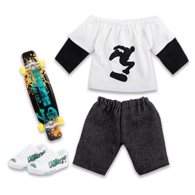 Novedad Finger Sport Toy Set Finger Skateboard con ropa Niños Adulto Favor E65D