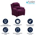 thumbnail image 4 of Deluxe Padded Contemporary Purple Microfiber Kids Recliner with Storage Arms, 4 of 9