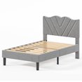 thumbnail image 6 of Segmart Twin Bed Frame with Adjustable Upholstered Button Headboard and Wooden Slats, Velvet Button Tufted Platform Bed Frame, Box Spring Needed, Easy Assembly, 500lbs, Grey, 6 of 8